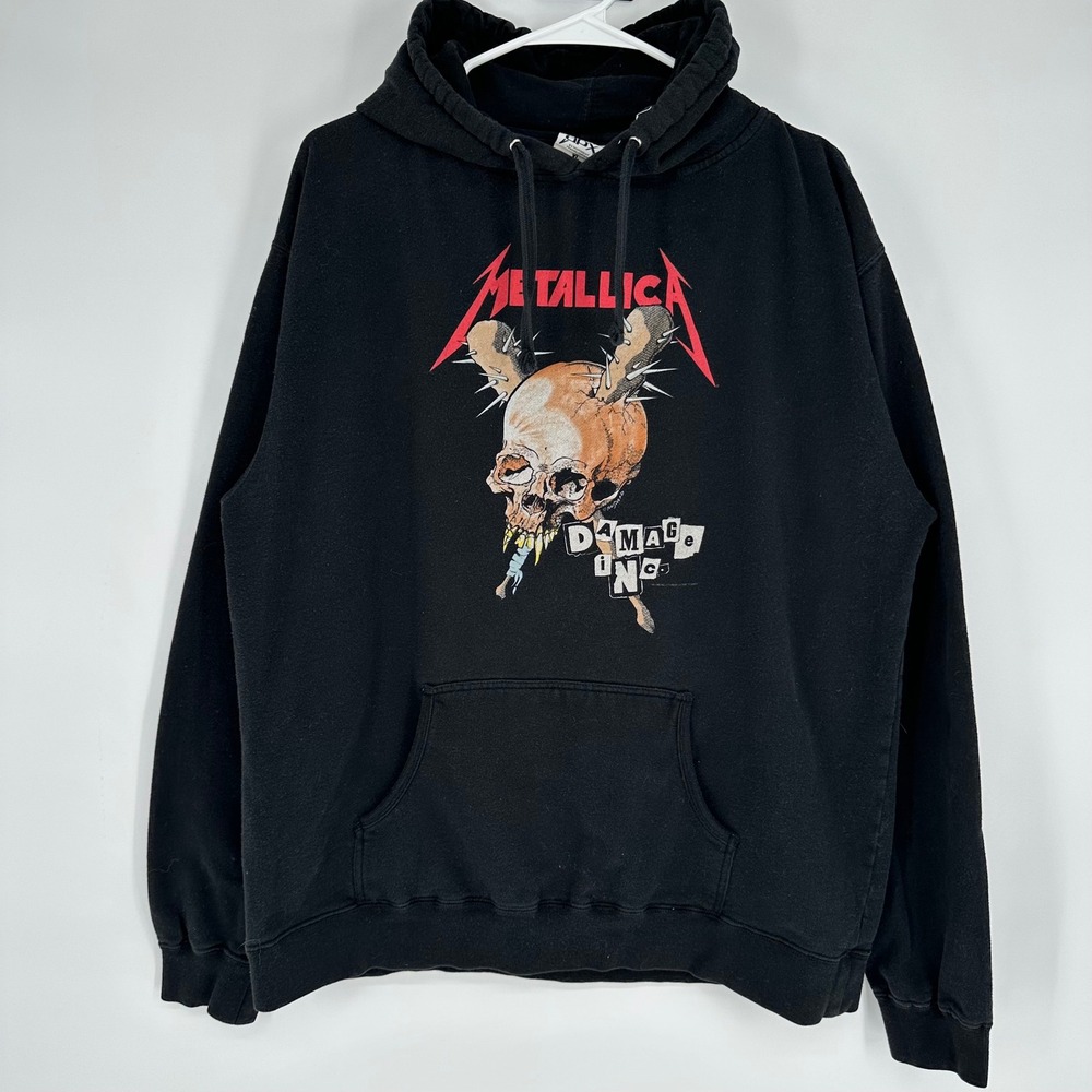 Vintage RARE Metallica Damage Inc Tour Hoodie Black 1994 XL Heavy Metal 90s Y2K